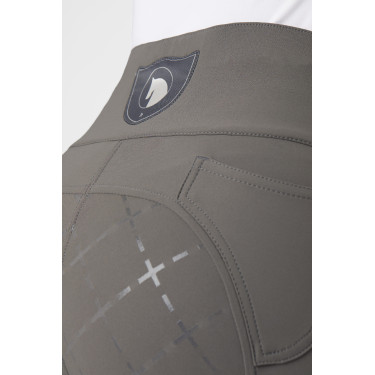 Calça com assento em camurça silicone e cintura alta feminina Horze Cinza escuro Castle Rock Cinzento