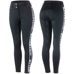Calça de equitação funcional de cintura alta com grip de silicone integral Angelika feminino B Vertigo Azul-marinho escuro