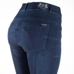 Calça de equitação jeans com grip de silicone integral Elle mulher B Vertigo Azul escuro