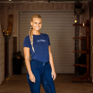 Calça de equitação jeans com grip de silicone integral Elle mulher B Vertigo Calça de equitação jeans com grip de silicone integral Elle mulher B Vertigo
