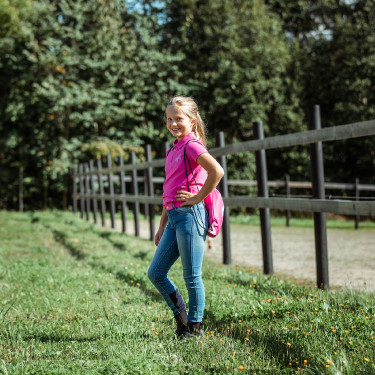 Calça de equitação jeans com grip de silicone integral Poppy infantil Horze Calça de equitação jeans com grip de silicone integral Poppy infantil Horze