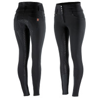 Calça de equitação cintura alta Tara silicone com grip completo feminino Horze Preto Calça de equitação cintura alta Tara silicone com grip completo feminino Horze Preto