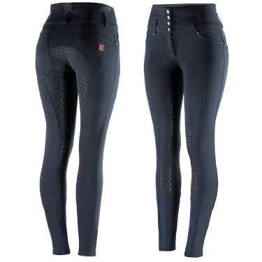 Calça de equitação cintura alta Tara silicone com grip completo feminino Horze Azul-marinho escuro