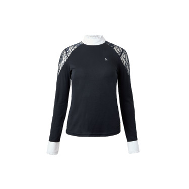 Polo de competição em renda com mangas compridas Sylvie Horze Azul-marinho escuro Polo de competição em renda com mangas compridas Sylvie Horze Azul-marinho escuro