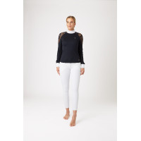 Polo de competição em renda com mangas compridas Sylvie Horze Azul-marinho escuro Polo de competição em renda com mangas compridas Sylvie Horze Azul-marinho escuro