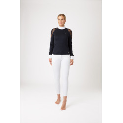 Polo de competição em renda com mangas compridas Sylvie Horze Azul-marinho escuro Polo de competição em renda com mangas compridas Sylvie Horze Azul-marinho escuro