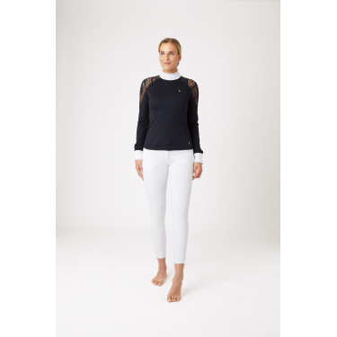 Polo de competição em renda com mangas compridas Sylvie Horze Azul-marinho escuro Polo de competição em renda com mangas compridas Sylvie Horze Azul-marinho escuro