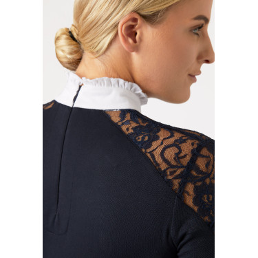 Polo de competição em renda com mangas compridas Sylvie Horze Azul-marinho escuro Polo de competição em renda com mangas compridas Sylvie Horze Azul-marinho escuro