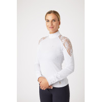 Polo de competição em renda com mangas compridas Sylvie Horze Branco Polo de competição em renda com mangas compridas Sylvie Horze Branco