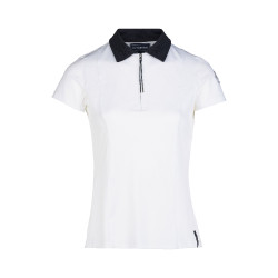 Polo de competição de manga curta Claudine feminino B Vertigo Branco / azul-marinho