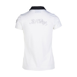 Polo de competição de manga curta Claudine feminino B Vertigo Branco / azul-marinho