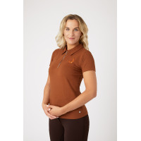 Polo Amy algodão elástico de manga curta feminino Horze Tabaco Castanho Polo Amy algodão elástico de manga curta feminino Horze Tabaco Castanho