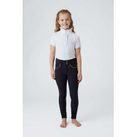 Calça de equitação com fundo de camurça Infantil Horze Aubrey Azul-marinho escuro Calça de equitação com fundo de camurça Infantil Horze Aubrey Azul-marinho escuro
