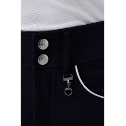 Calça de equitação com fundo de camurça Infantil Horze Aubrey Azul-marinho escuro Calça de equitação com fundo de camurça Infantil Horze Aubrey Azul-marinho escuro
