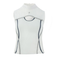 Polo Equithème Puebla sem mangas Branco / cinza
