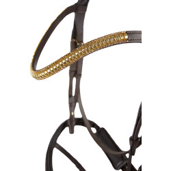 Cabeçada anatômica Horze Highbury testadeira com strass Castanho escuro