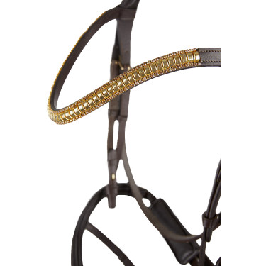 Cabeçada anatômica Horze Highbury testadeira com strass Castanho escuro