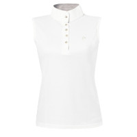 Polo Equithème Mesh Cores SM Branco / marrom / branco