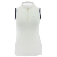 Polo feminino Equithème Smoff sem mangas Branco Polo feminino Equithème Smoff sem mangas Branco