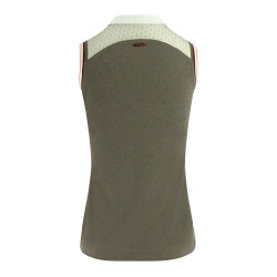 Polo feminino Equithème Smoff sem mangas Ferro Bege Polo feminino Equithème Smoff sem mangas Ferro Bege