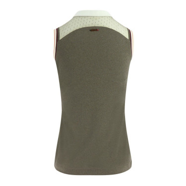 Polo feminino Equithème Smoff sem mangas Ferro Bege Polo feminino Equithème Smoff sem mangas Ferro Bege