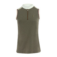 Polo feminino Equithème Smoff sem mangas Ferro Bege Polo feminino Equithème Smoff sem mangas Ferro Bege