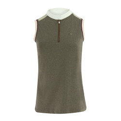 Polo feminino Equithème Smoff sem mangas Ferro Bege Polo feminino Equithème Smoff sem mangas Ferro Bege