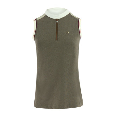 Polo feminino Equithème Smoff sem mangas Ferro Bege Polo feminino Equithème Smoff sem mangas Ferro Bege