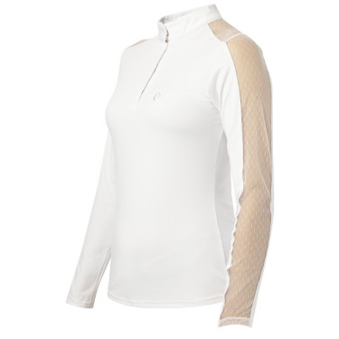 Polo Equithème Pekin de mangas compridas Branco Polo Equithème Pekin de mangas compridas Branco