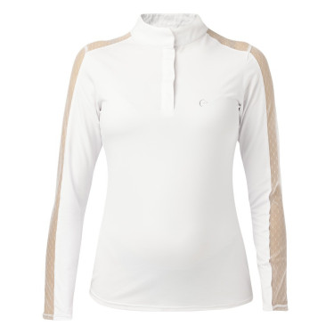 Polo Equithème Pekin de mangas compridas Branco Polo Equithème Pekin de mangas compridas Branco