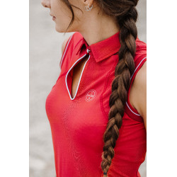 Pólo Equithème Sarah sem mangas Cereja Vermelho