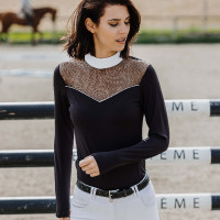 Polo Equithème Valencia de manga comprida Preto