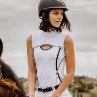 Polo Equithème Puebla sem mangas Branco / cinza Polo Equithème Puebla sem mangas Branco / cinza