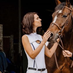 Polo Equithème Puebla sem mangas Branco / cinza