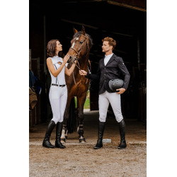 Polo Equithème Puebla sem mangas Branco / cinza