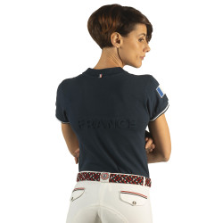 Damen-Poloshirt France Collection Flags & Cup Azul-marinho Damen-Poloshirt France Collection Flags & Cup Azul-marinho