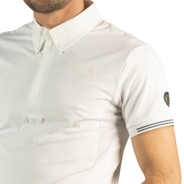 Polo masculino Bankso de mangas curtas Flags & Cup Branco Polo masculino Bankso de mangas curtas Flags & Cup Branco