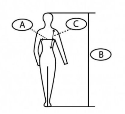 Ilustração do guia de tamanhos para Colete airbag de equitação Spark