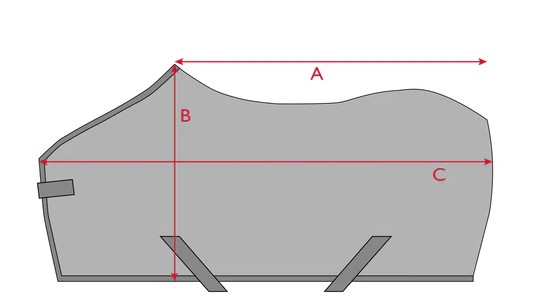 Ilustração do guia de tamanhos para Capa para cavalo Tommy Hilfiger Equestrian