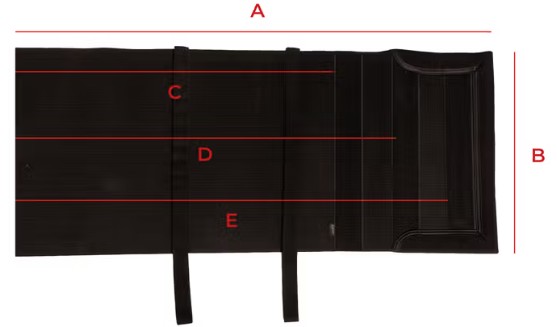 Ilustração do guia de tamanhos para Fita de respeito cavalo Kentucky
