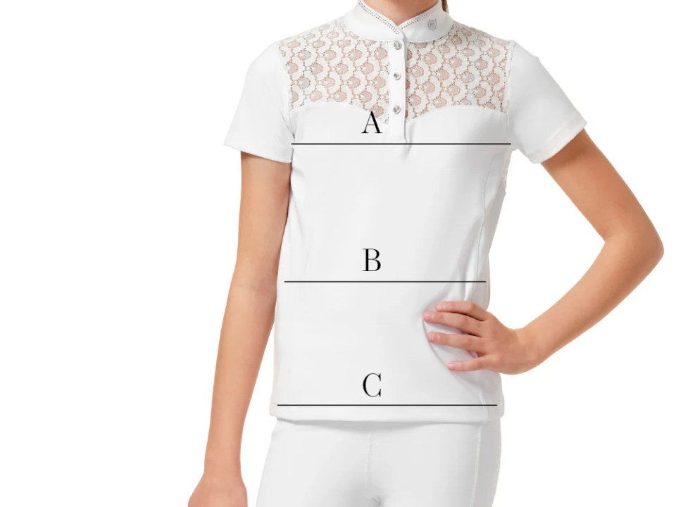 Ilustração do guia de tamanhos para Polos, camisetas e camisas Equestrian Stockholm