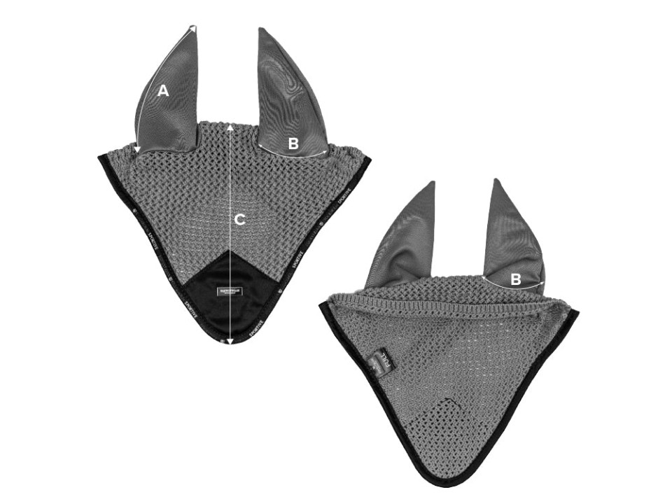 Ilustração do guia de tamanhos para Touca para cavalo Equestrian Stockholm