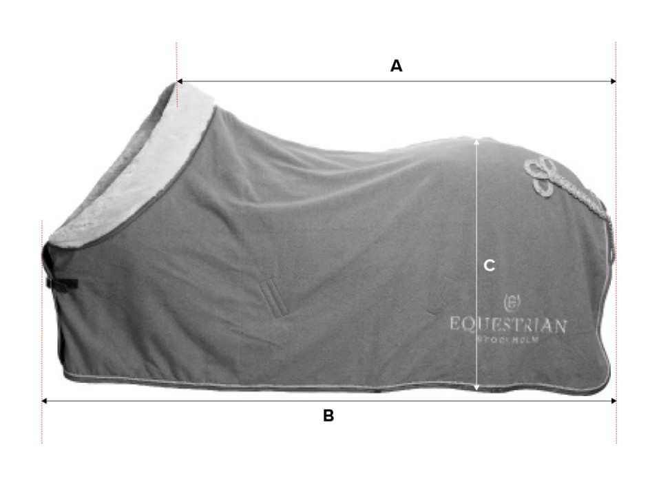 Ilustração do guia de tamanhos para Capa para cavalo Equestrian Stockholm