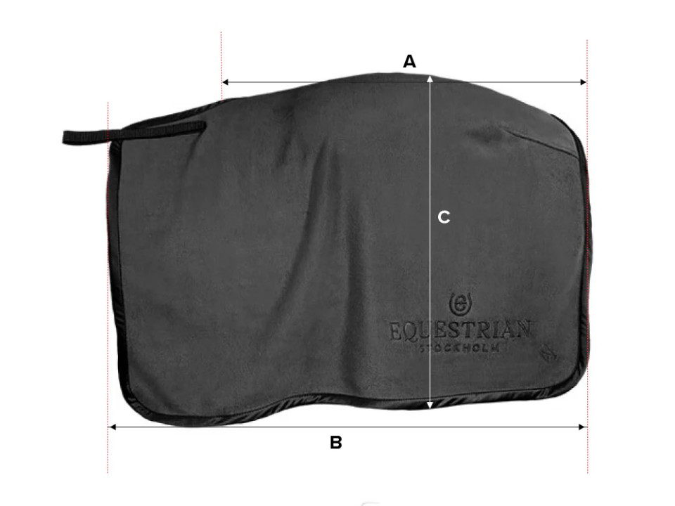 Ilustração do guia de tamanhos para Cobertor de garupa para cavalo Equestrian Stockholm