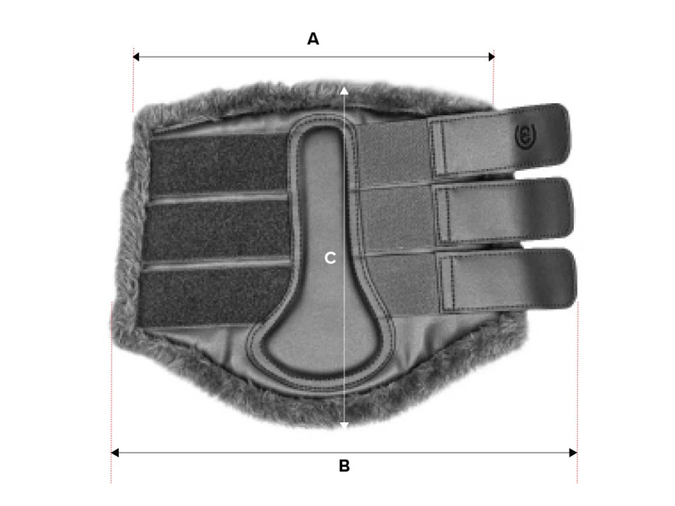 Ilustração do guia de tamanhos para Polaina para cavalo Equestrian Stockholm
