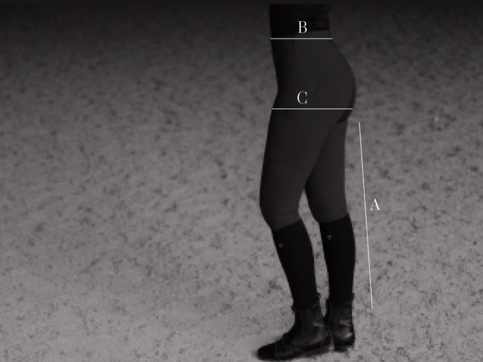 Ilustração do guia de tamanhos para Calça feminina Equestrian Stockholm